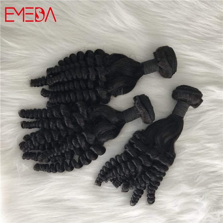 Virgin Indian curly hair bundles wholesale Funmi curl with closure 11A YJ289